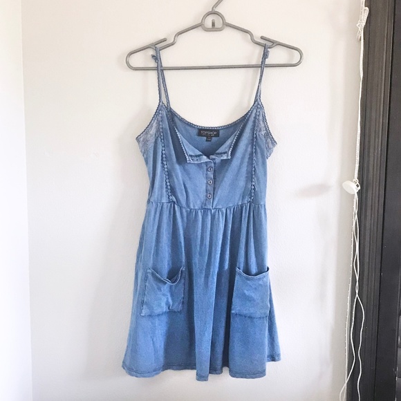 TOPSHOP Blue Picnic Dress - Picture 1 of 7